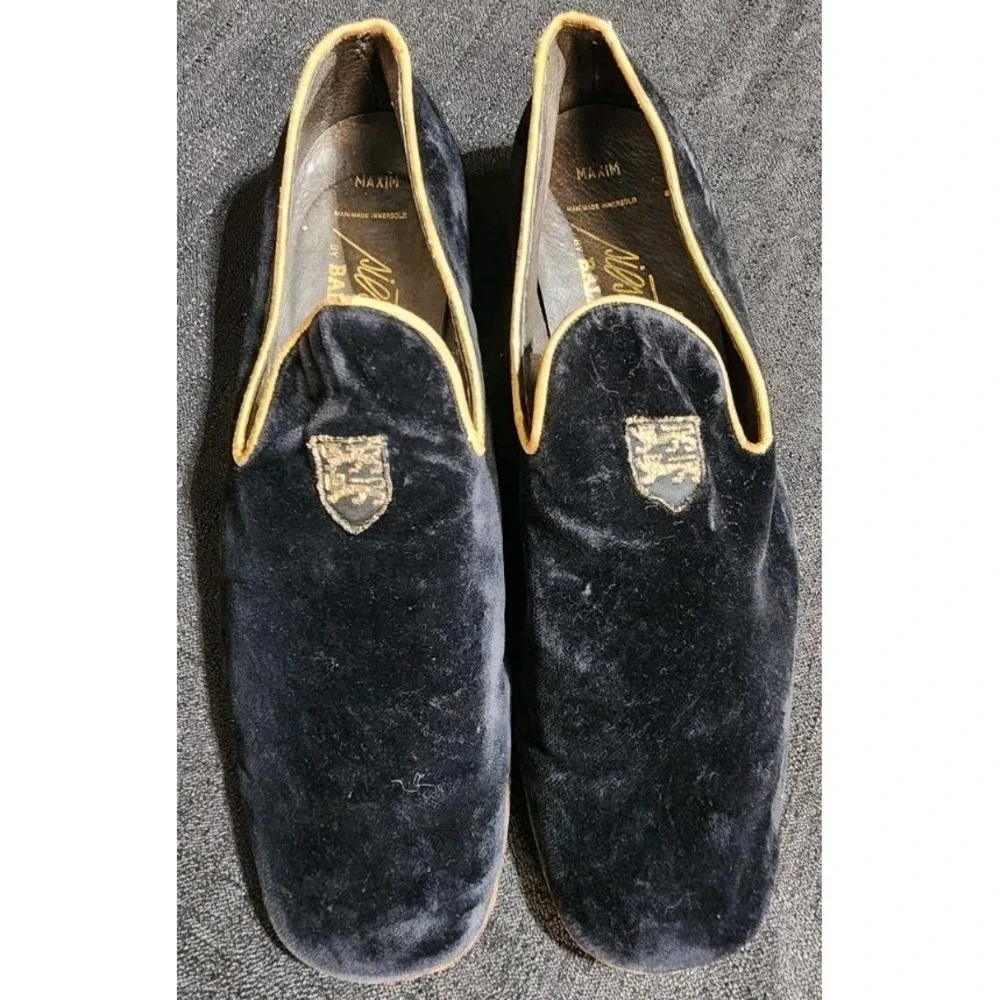 Vintage BALLY Siesta Bespoke Black Slip-on Alpha Sole Men Size 9 Velvet‎ 80s 90s